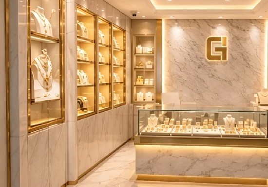 Premium Gold & Diamond Jewelry Store Interior Design