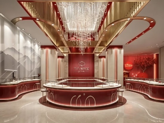 Oriental Red Jewelry Retail Space & Display Solution