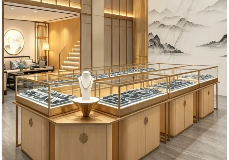 Premium New Chinese Style Jewelry Display Cabinets | Factory Direct for Boutiques & High-End Retail
