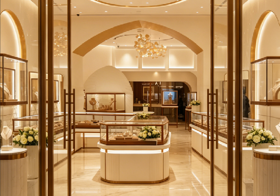 Elegant Gold-Toned Wood & White Jewelry Display Cases