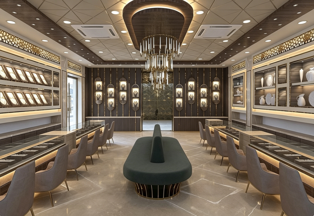 Regal Ornate Jewelry Retail Space & Display Solution
