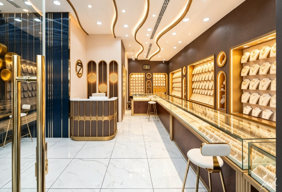 Sleek Art Deco Jewelry Retail Space & Display Solution