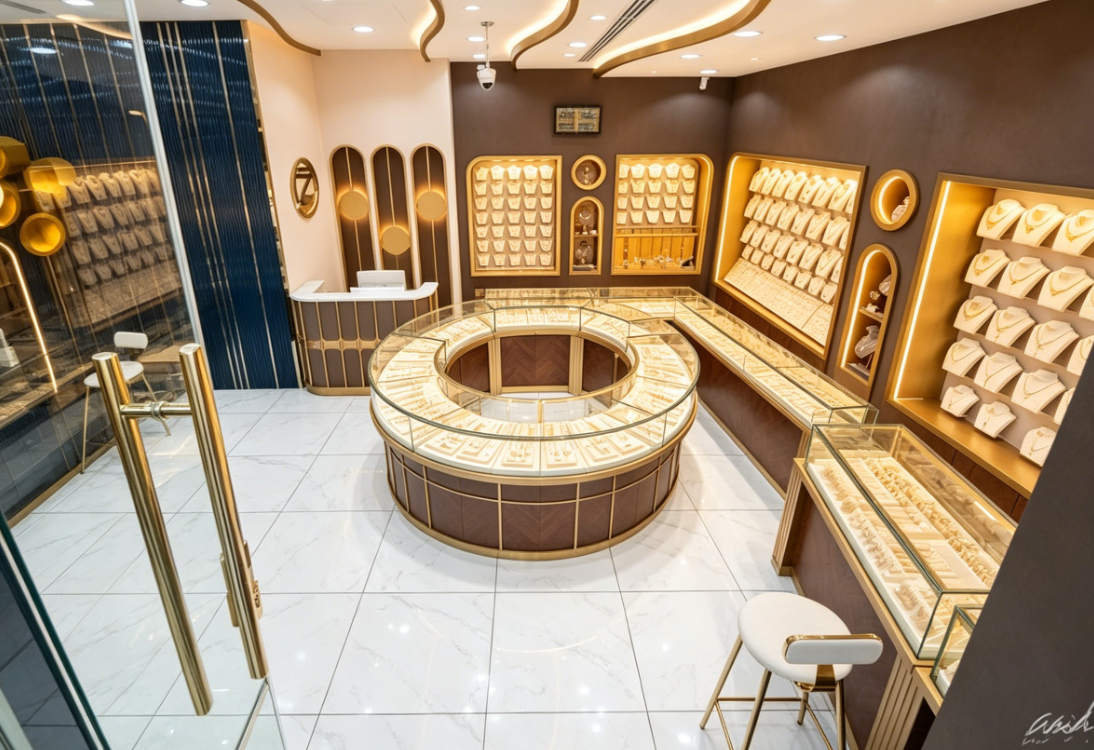 Sleek Art Deco Jewelry Retail Space & Display Solution