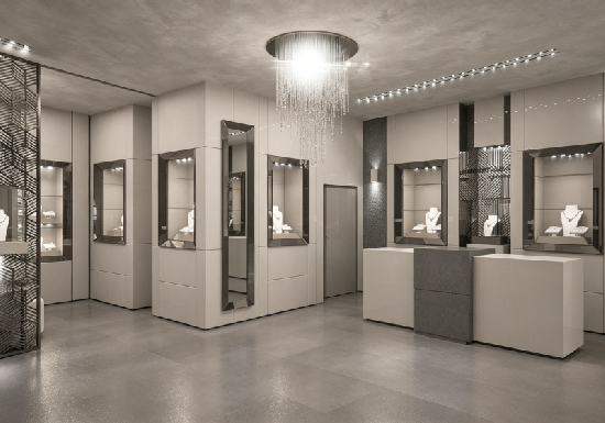 Sleek Neutral-Tone Jewelry Display Cabinets