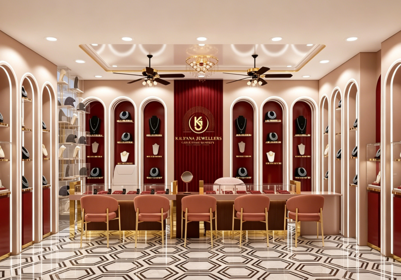 Blush Pink & Burgundy Luxury Jewelry Display Cabinets