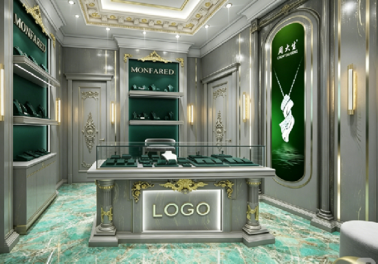 Regal Emerald Jewelry Retail Space & Display Solution