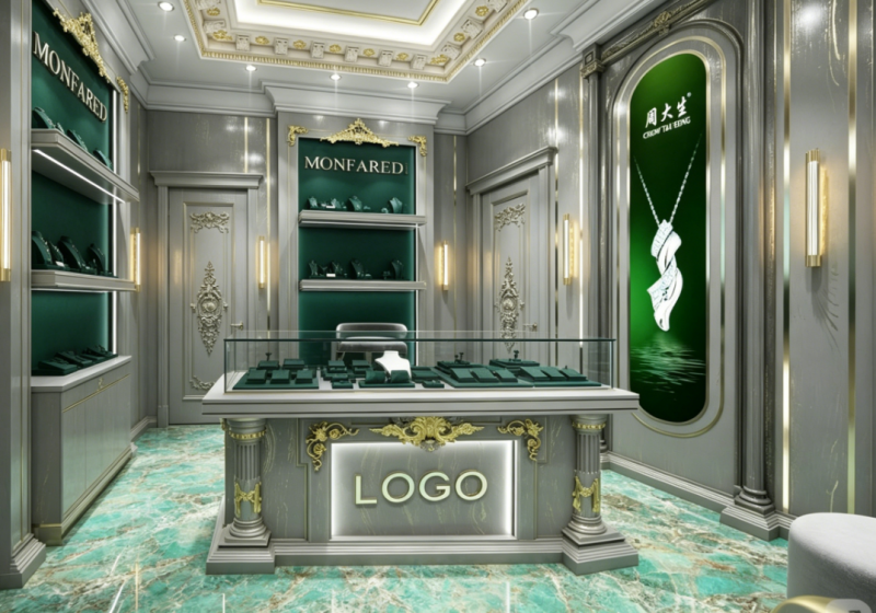 Regal Emerald Jewelry Retail Space & Display Solution