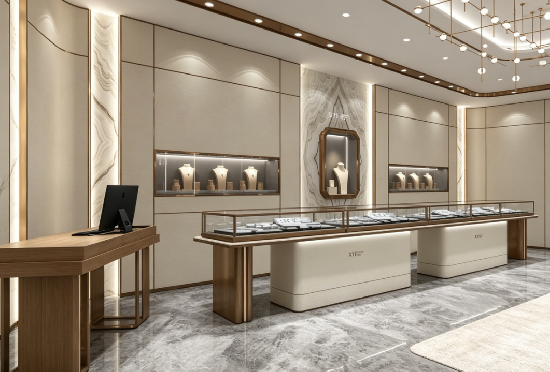 Warm Linen Jewelry Retail Space & Display Solution