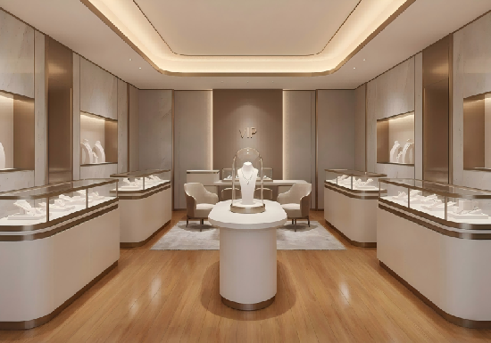 Premium Hexagonal Jewelry Display Cabinets & Full Boutique Design