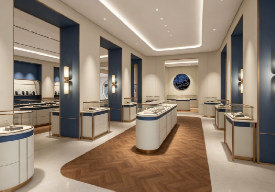 Navy Serenity Jewelry Retail Space & Display Solution