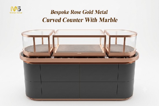 Curved Central Jewelry Island Showcase With Electronic Card
