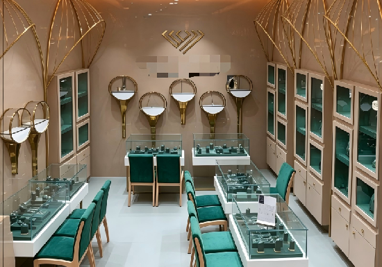Luxury Emerald Green & Gold Themed Jewelry Store Full Fixture Package