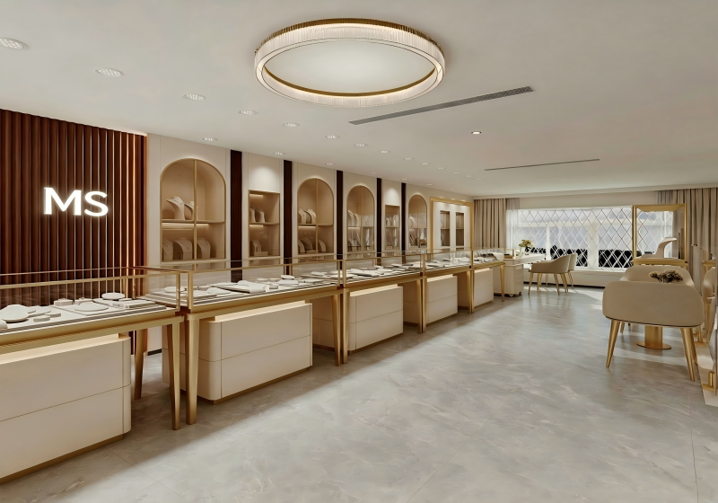 Cream Minimalist Luxury Jewelry Boutique Full Interior Solution