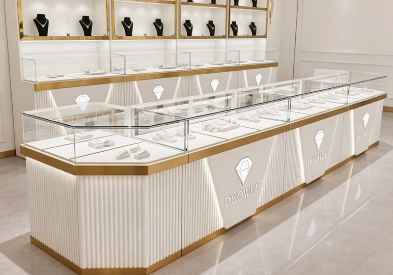 Luxury White Gold Jewelry Display Counters