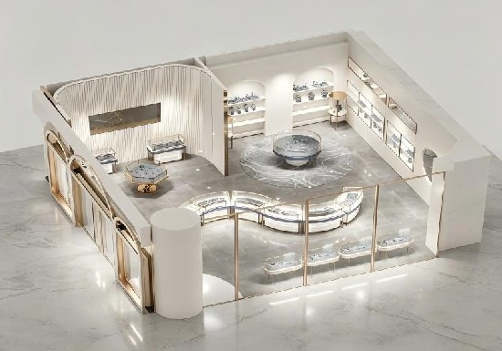 Bespoke Curved Jewelry Boutique Design For Modern Fine Jewellery Retailers