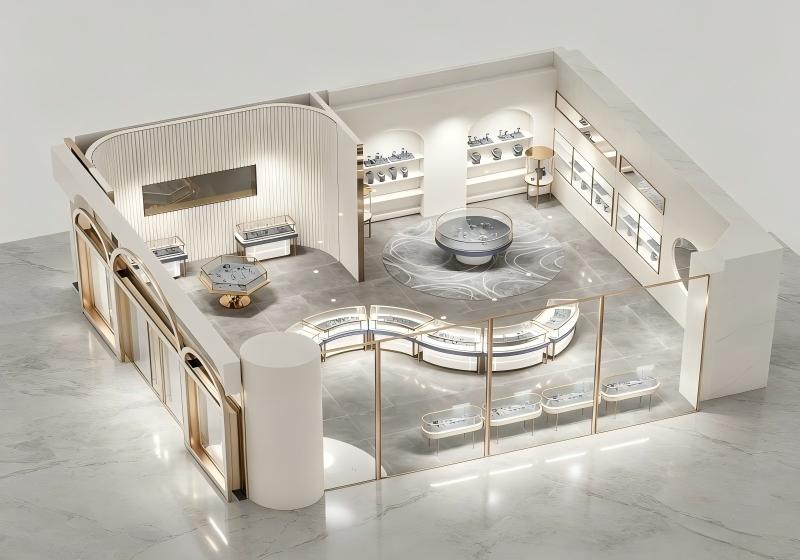 Bespoke Curved Jewelry Boutique Design For Modern Fine Jewellery Retailers
