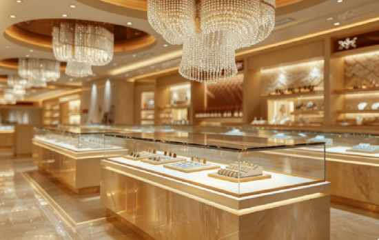 Golden Promenade Jewelry Retail Space & Display Solution