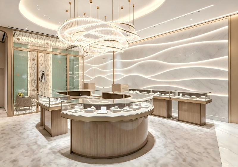 Modern Wood Light Luxury Jewelry Store Full Interior Solution