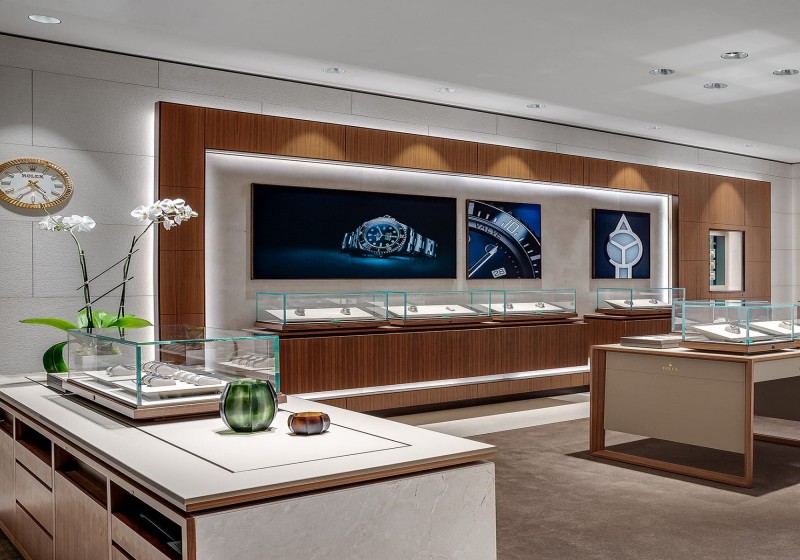Warm Wood Minimalist Luxury Watch Boutique Interior | Custom Watch Display Showcase