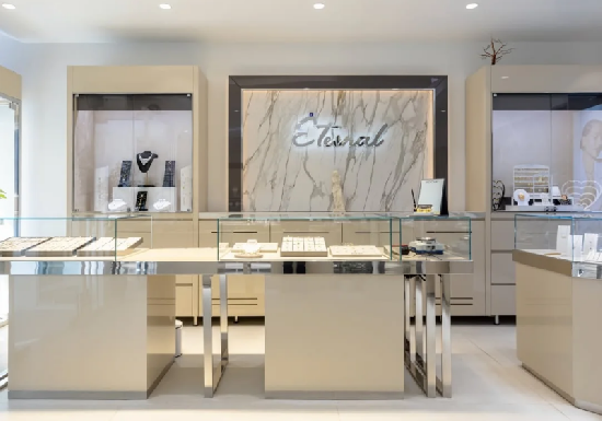 Modern Cream Gloss Jewelry Store Display Cabinets