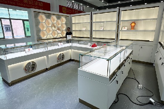 Unique Hexagon White Jewelry Cabinet And Display Counters