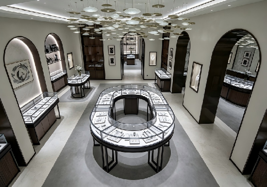 Contemporary Art Deco Circular Jewelry Gallery Complete Display Fixture Collection