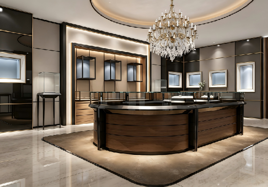 Luxury Dual-Tone Watch & Jewelry Boutique Full Store Interior Design & Custom Display Cabinets