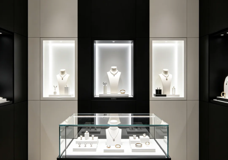 Luxury Minimalist Black Jewellery Display Cabinets