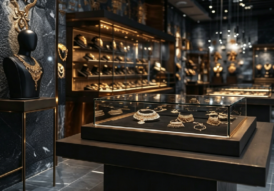 Auric Onyx Gold Jewelry Retail Space & Display Solution