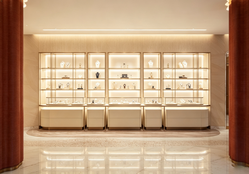 Luxury Curved Jewelry Store Display Cabinet