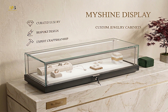 Jewelry Display Case With Mechanical Key Safety