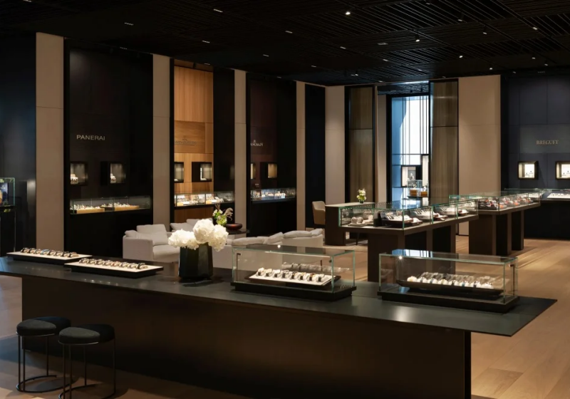 High‑End Dark‑Tone Jewelry & Watch Retail Display Fixtures
