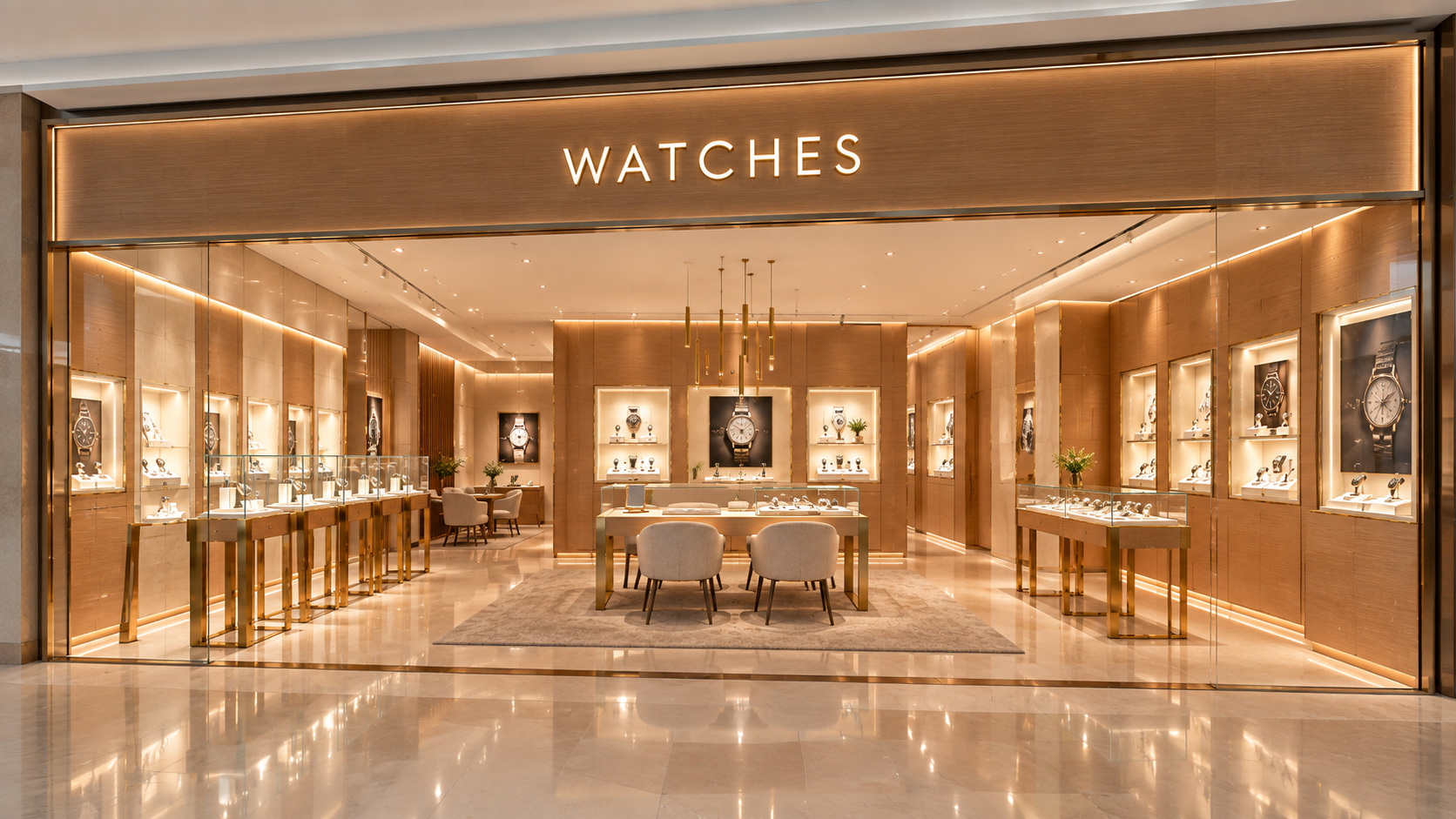 Warm Wood modern Watch Boutique Collection