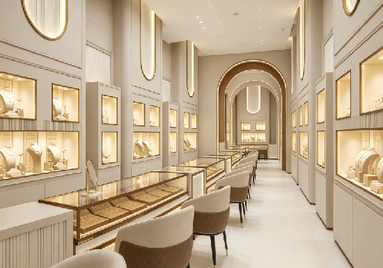 Classic Arch Luxury Jewelry Boutique Display Furniture