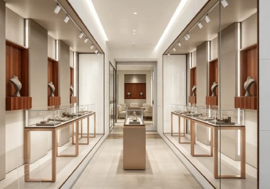 Clean Design for a Sophisticated Jewelry Retail Space