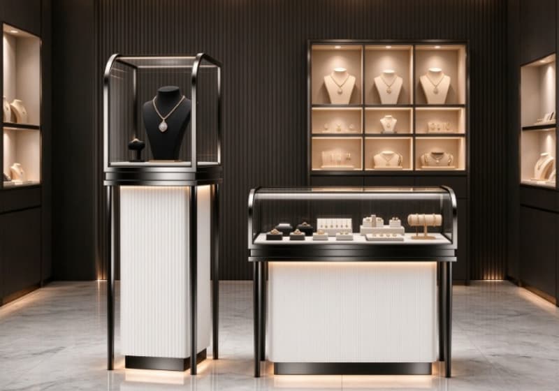 Modern Black Luxury Jewelry Display Showcase Solution