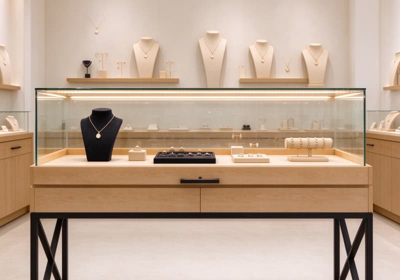 Modern Wooden Jewelry Display Counter