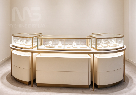 Classic curved Modular Jewelry Island Showcase