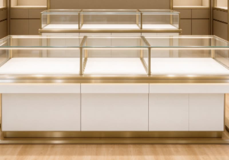 Elegant White Gold Jewelry Store Showcase Set