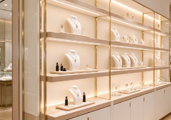 Elegant Gold Frame Wall Mounted Jewelry Display Cabinet