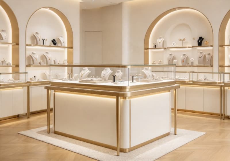 Elegant Arched Luxury Jewelry Shop Interior Display Solution