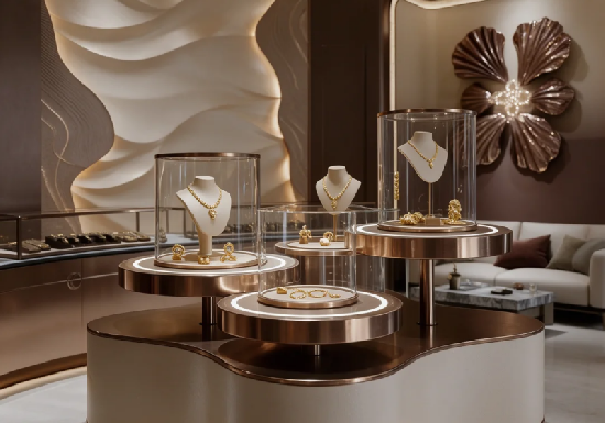 Luxury Curved & Circular Jewelry Display Showcase