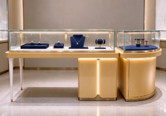 Elegant Light‑Golden Jewelry Display Counter Set