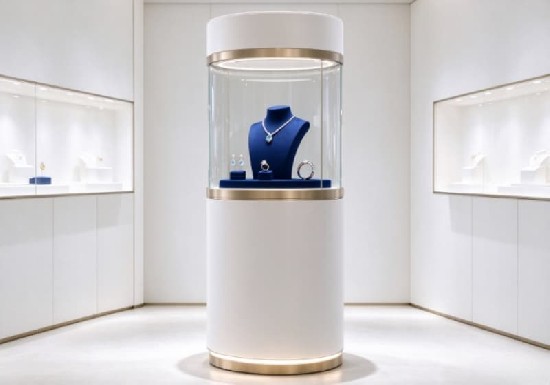 Elegant White Round Cylinder Jewelry Tower Display