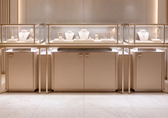 Cream Luxury Jewelry Island Display Cabinet Set