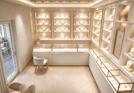 Modern White Luxury Jewelry Store Interior Design & Display Cabinet Solution