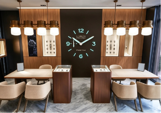 Central Glass Watch Pedestal Counters & Client Consultation Table for High-End Watch Retail Showroom