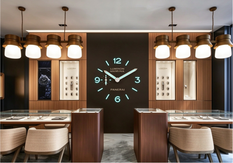 Central Glass Watch Pedestal Counters & Client Consultation Table for High-End Watch Retail Showroom