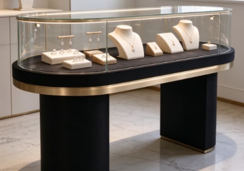 Luxury Black Oval Jewelry Island Display Counter