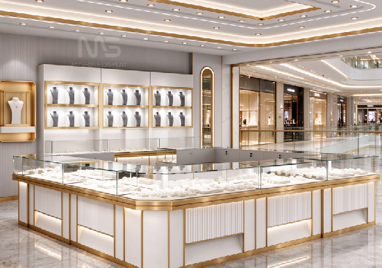 Full-Surface Grid Luxury Jewelry Display Counter